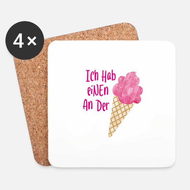 Einen an der Waffel Eis coole lustige Sprüche Fun - Untersetzer (4er-Set) - Weiß