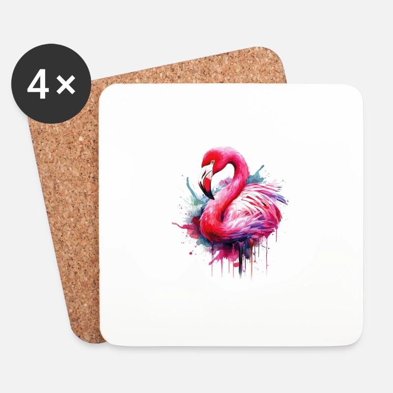 Flamingo Vogel Exotisch Sommer Splash Rosa Pink - Untersetzer (4er-Set) - Weiß