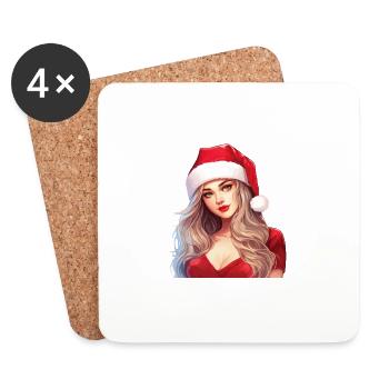 Sexy Père Noël Femme Noël Noël laid - Dessous de verre (lot de 4) - blanc - Devant