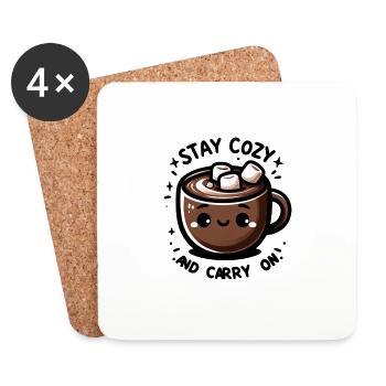 Stay cozy and Carry on - Coasters (set of 4) - white - Front