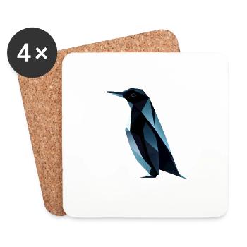 Süsses Pinguin Low Poly Design - Untersetzer (4er-Set) - Weiß - Vorne