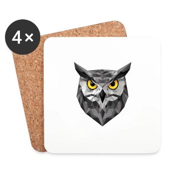 Low Poly Owl – modern design for the smart - Coasters (set of 4) - white - Front