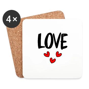 LOVE. I LOVE YOU. SAINT VALENTIN. EVJF. JE T'AIME. - Dessous de verre (lot de 4) - blanc - Devant