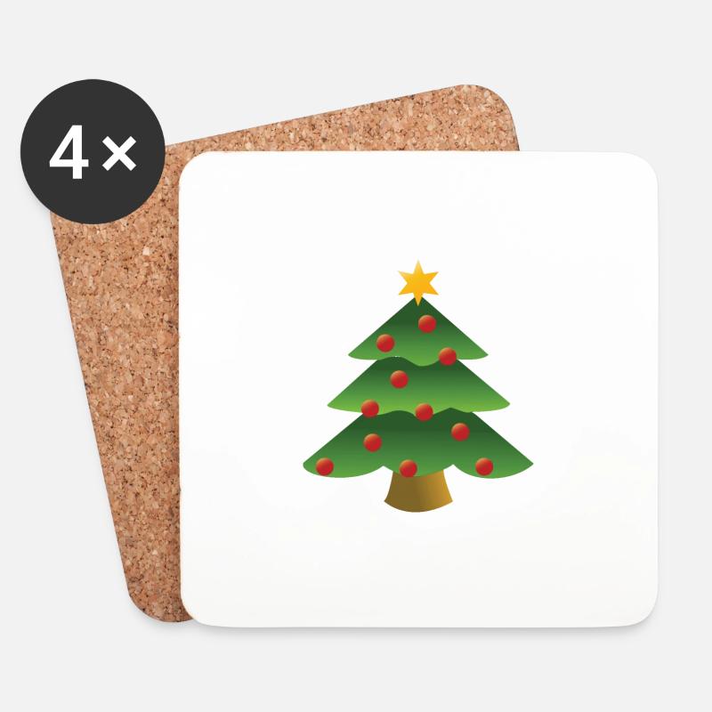 Tannenbaum - Untersetzer (4er-Set) - Weiß