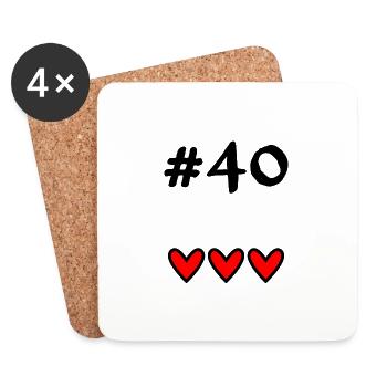 40 YEARS. 40th ANNIVERSARY. BIRTHDAY 40 YEARS. # - Coasters (set of 4) - white - Front