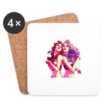 Double Frendship dans un Dreamworls - Dessous de verre (lot de 4) - blanc - Devant