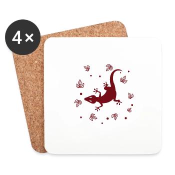 Salamandre - Animal amphibien - Dessous de verre (lot de 4) - blanc - Devant