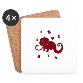 Salamandre - Animal amphibien - Dessous de verre (lot de 4) - blanc - Devant