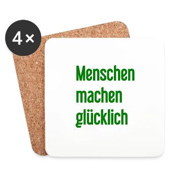 Menschen machen glücklich – Positives Statement - Untersetzer (4er-Set) - Weiß - Vorne