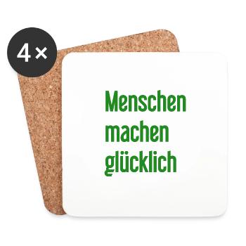 Menschen machen glücklich – Positives Statement - Untersetzer (4er-Set) - Weiß - Vorne