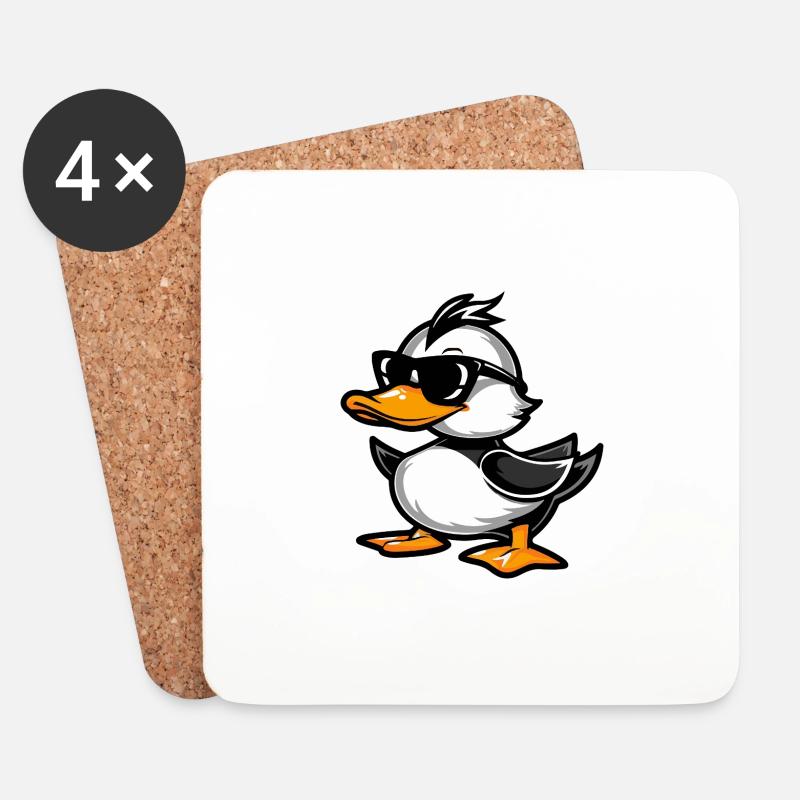 Ente Cool Tier - Untersetzer (4er-Set) - Weiß