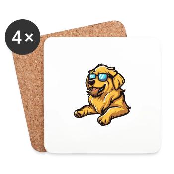 Golden Retriever Hunde Cool Tier Lustig - Untersetzer (4er-Set) - Weiß - Vorne