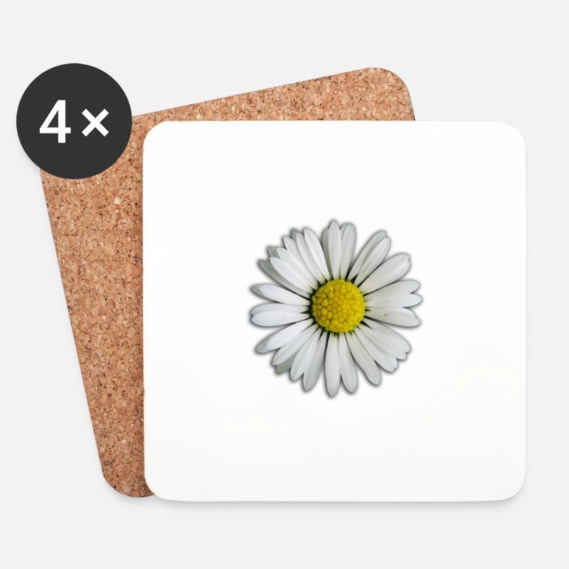 Gänseblümchen - Blume - Untersetzer (4er-Set) - Weiß