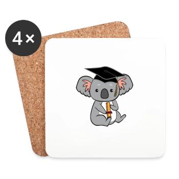 Koala avec diplôme - Dessous de verre (lot de 4) - blanc - Devant