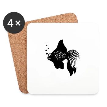 Fish Aquarium Marine Animal Climate Environmental Protection - Coasters (set of 4) - white - Front