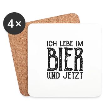 Ich Lebe Im Bier Und Jetzt Bierliebhaber Geschenk - Untersetzer (4er-Set) - Weiß - Vorne