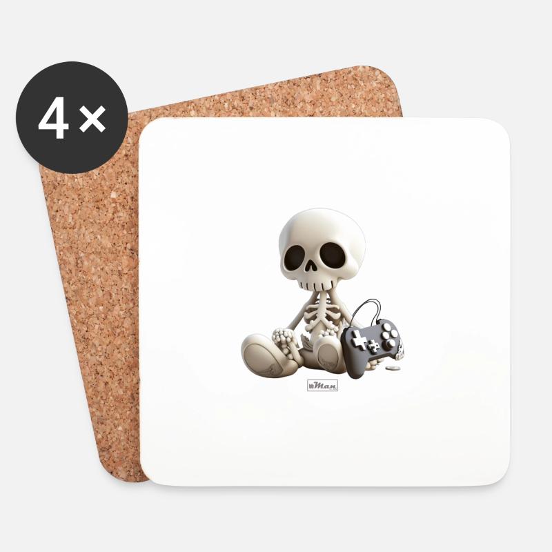 bbMan "Skully" - Untersetzer (4er-Set) - Weiß
