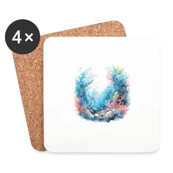 Sous-marin - Dessous de verre (lot de 4) - blanc - Devant