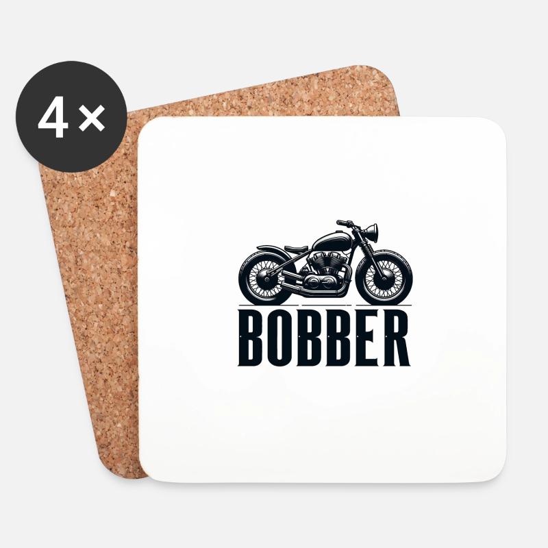 Bobber-Fahrrad - Untersetzer (4er-Set) - Weiß