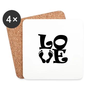 Barefoot Love Trekking Hiking Design Color Selectable - Coasters (set of 4) - white - Front