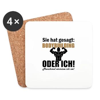 Bodybuilding - Untersetzer (4er-Set) - Weiß - Vorne