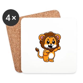 Mignon petit bébé lion - Dessous de verre (lot de 4) - blanc - Devant