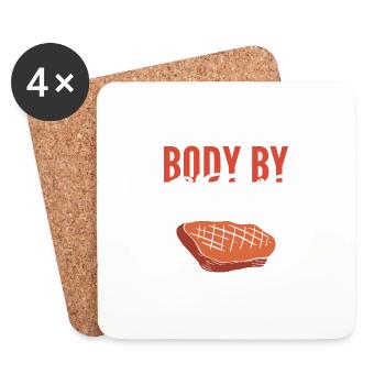 Corps de Ribeye Keto Personne Cadeau - Dessous de verre (lot de 4) - blanc - Devant
