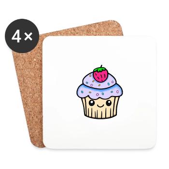 Süßer Cupcake kawaii - Untersetzer (4er-Set) - Weiß - Vorne