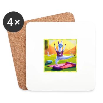 Yoga Funny Alpaca Cute Lama Park Pilates - Coasters (set of 4) - white - Front