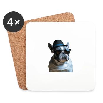 Mignon tyran de style mafia français bouledogue - Dessous de verre (lot de 4) - blanc - Devant