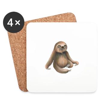 Frissons paresseux et brun détendu - Dessous de verre (lot de 4) - blanc - Devant