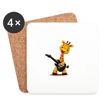 Girafe avec guitare - Dessous de verre (lot de 4) - blanc - Devant