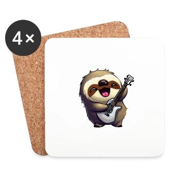 Sloth with guitar - Coasters (set of 4) - white - Front