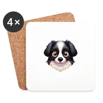 Artistic Border Collie Artwork - Coasters (set of 4) - white - Front