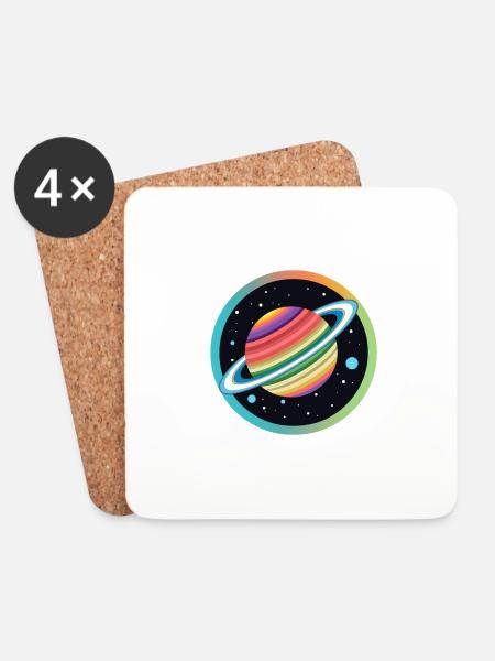 Pride in the Universe: LGBTQAI+ Planet - Untersetzer (4er-Set) - Weiß