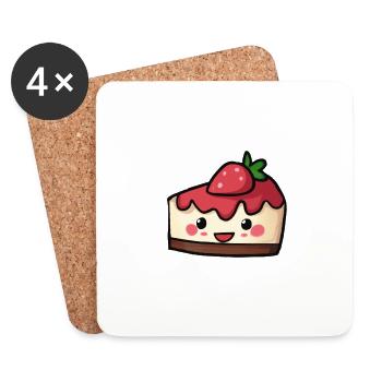 Süßer Erdbeerkuchen, süß! - Untersetzer (4er-Set) - Weiß - Vorne