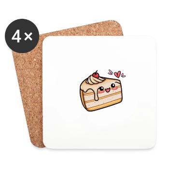 Liebevolles Stück Kuchen - Untersetzer (4er-Set) - Weiß - Vorne