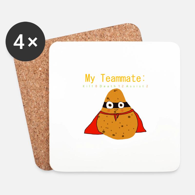 My Teammate Super Potato - Untersetzer (4er-Set) - Weiß