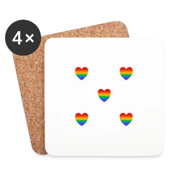 Coeurs arc-en-ciel - Dessous de verre (lot de 4) - blanc - Devant