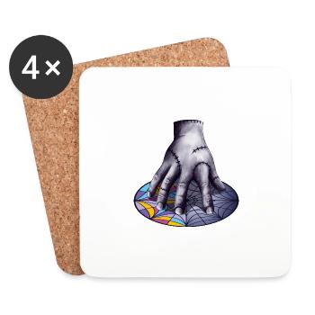 Main de zombie sur la fenêtre d’Ophelia Hall - Dessous de verre (lot de 4) - blanc - Devant