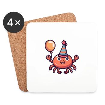 Crab Crab Birthday Baby - Coasters (set of 4) - white - Front