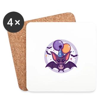 Chauve-souris Anniversaire Bébé - Dessous de verre (lot de 4) - blanc - Devant