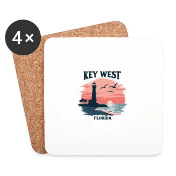 Key West Florida Sunset Lighthouse und Möwen - Untersetzer (4er-Set) - Weiß - Vorne