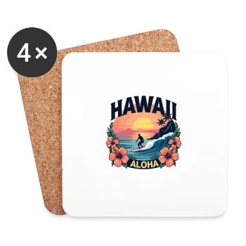 Hawaï Aloha Surfing Paradise Aventure au coucher du soleil - Dessous de verre (lot de 4) - blanc - Devant
