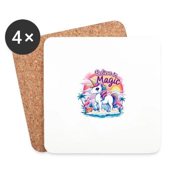 Believe In Magic Unicorn Fantasy Adventure - Coasters (set of 4) - white - Front