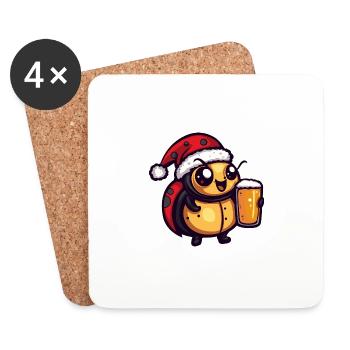 Bière Ladybug Noël - Dessous de verre (lot de 4) - blanc - Devant