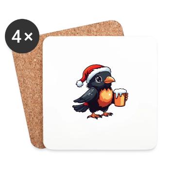 Raven Crow Bière Noël Noël - Dessous de verre (lot de 4) - blanc - Devant