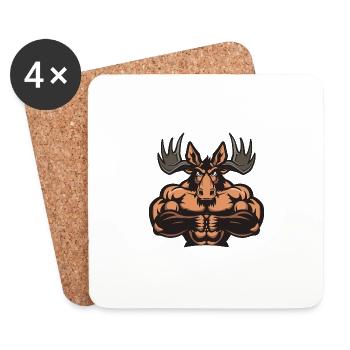Moose Muscles Fitness - Dessous de verre (lot de 4) - blanc - Devant