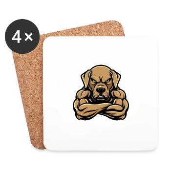 Chien Labrador Muscles Fitness - Dessous de verre (lot de 4) - blanc - Devant
