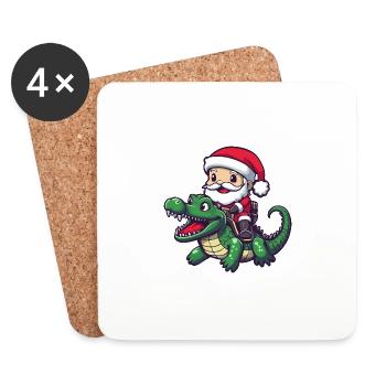 Père Noël alligator - Dessous de verre (lot de 4) - blanc - Devant